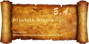 Blistyik Alexia névjegykártya